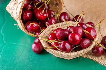 Fototapeta na wymiar Fresh ripe cherries for background