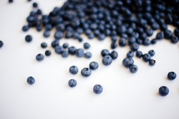 Blueberries on white background.