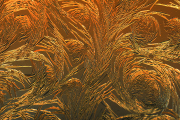 Gold frost drawings on the glass as a background