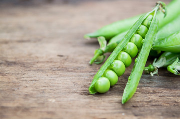 Pea pod on the background of nature