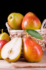 Sweet pears in the basket