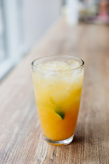 Cold lemonade on the table.