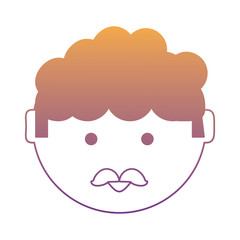cartoon man with mustache over white background, vector illustration