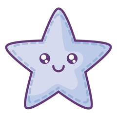 kawaii star icon over white background, vector illustration