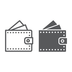 Wallet line and glyph icon, finance and banking, purse sign, vector graphics, a linear pattern on a white background, eps 10.