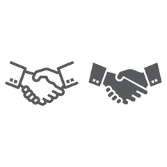 Handshake line and glyph aicon, finance and banking, successful sign, vector graphics, a linear pattern on a white background, eps 10.