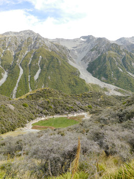 Lake and gracier in New Zealand