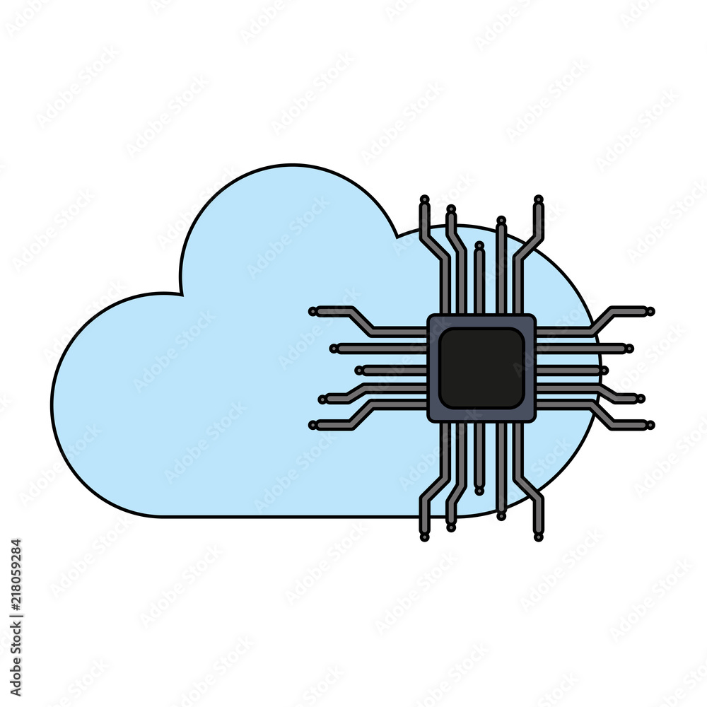 Poster microchip and cloud computing vector illustration graphic design
