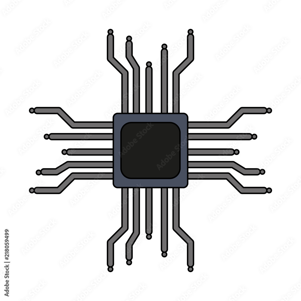 Poster microchip processor symbol vector illustration graphic design