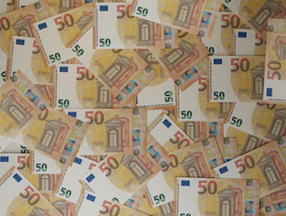 Fototapeta na wymiar cash money pile of 50 euro banknotes 3d-illustration