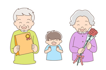 お祝い_上半身_老夫婦と孫1