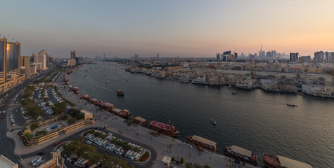 Panoramic view of Dubai from a Deira skyscraper