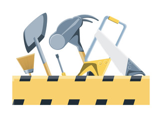 hammer and construction tools over white background, vector illustration