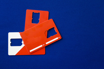 Sim card on a blue background.