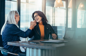 Office coworkers rejoicing success