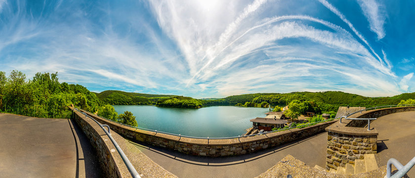 Observation platform at the Urftstaumauer in the Eifel, Germany