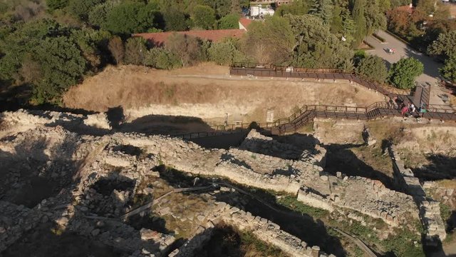 Aerial shot from Archaeological Site of Troy Canakkale Turkey