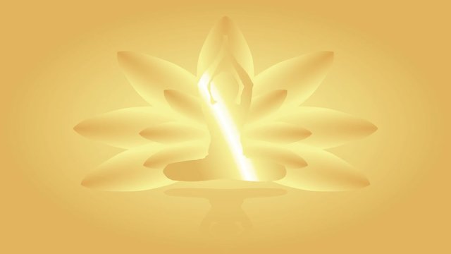 Meditation lotus position Parvastasna pose yoga graphic golden glitter motion animation HD video footage