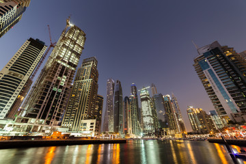 Panoramic view of Dubai Marina, in UAE
