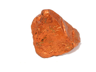 bronze nugget precious stone on white background