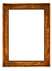 Old Wooden Picture Frame isolated on white background.