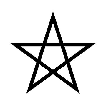Pentagram sign - five-pointed star. Magical symbol of faith. Simple flat black illustration.