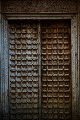 Ancient carving wooden door of  temple. .