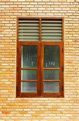 Old brick wall with window texture and background