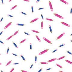 The Seamless pattern of colored pencils randomly