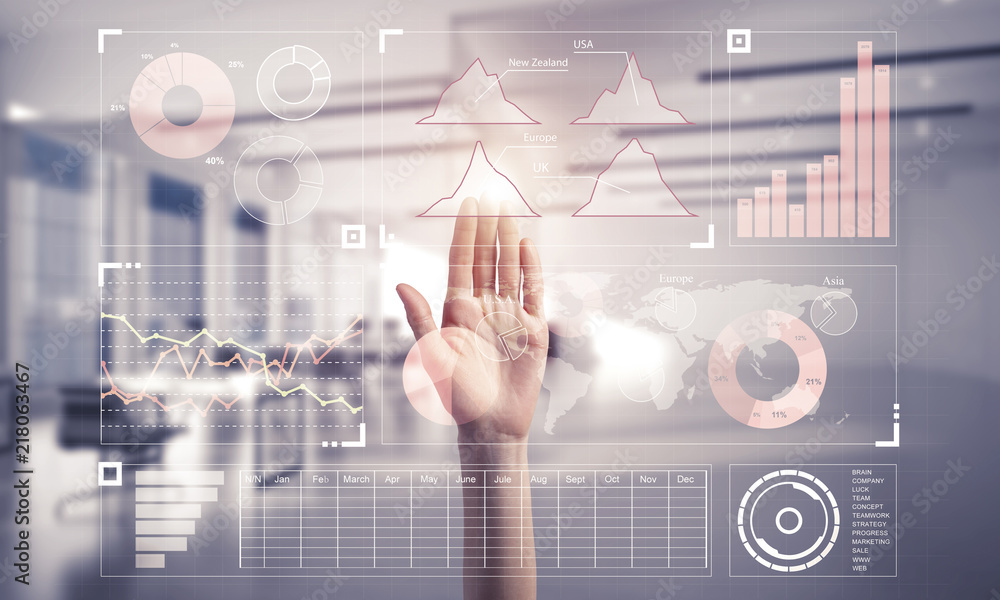 Aufkleber concept of using modern technologies for business globalization