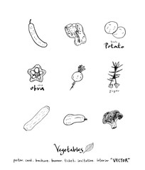 농산물 일러스트 / 손으로 그린 과일과 채소 그림