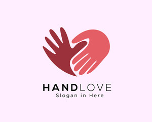 hand love logo, love care logo, heart care logo