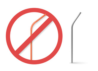 Reusable steel drinking straw instead of plastic straw. Zero waste tips. Eco lifestyle. Stop using plastic
