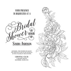 Awesome vintage label. Bridal Shower Card announcement. Line contour of flowers. Vector illustration.
