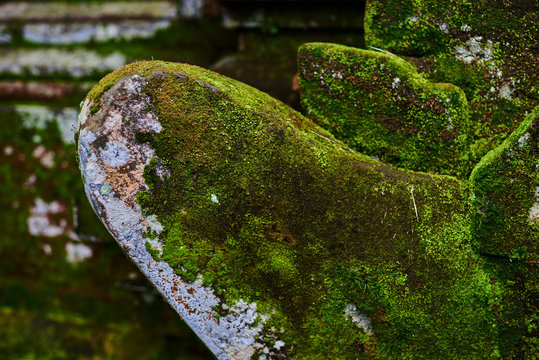 Gunung Kawi Temple and Candi (shrines) in jungle at Bali, Indonesia. Old temples in the jungle. Ancient temple ruins. Carved in stone temple. Elements ancient stone.