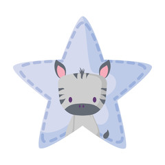 star with cute zebra icon over white background, vector illustration