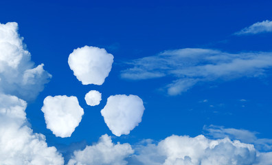 image of warning sign of radiation in the form of cloud in the sky