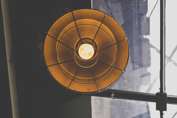 Lamp in a modern cafe and restaurant,Warm tone light