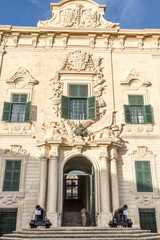 Facade of the Auberge de Castille, the prime minister's building in Valletta, Malta