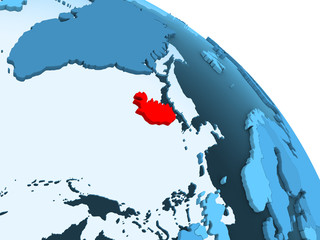 Iceland on blue globe