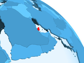 Qatar on blue globe