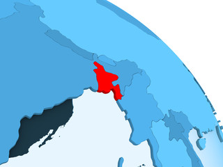 Bangladesh on blue globe