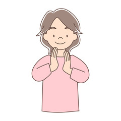 拍手_上半身_お母さん
