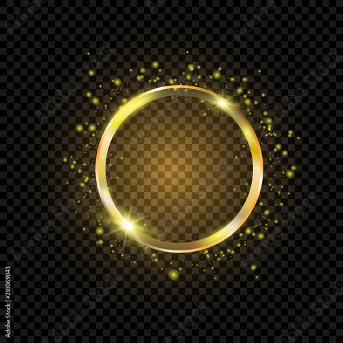 Vector Golden Frame With Lights Effects Shining Circle Banner