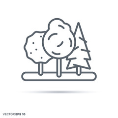 Trees in forest vector line icon.