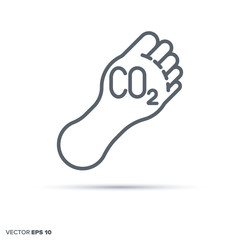 Carbon footprint vector line icon.