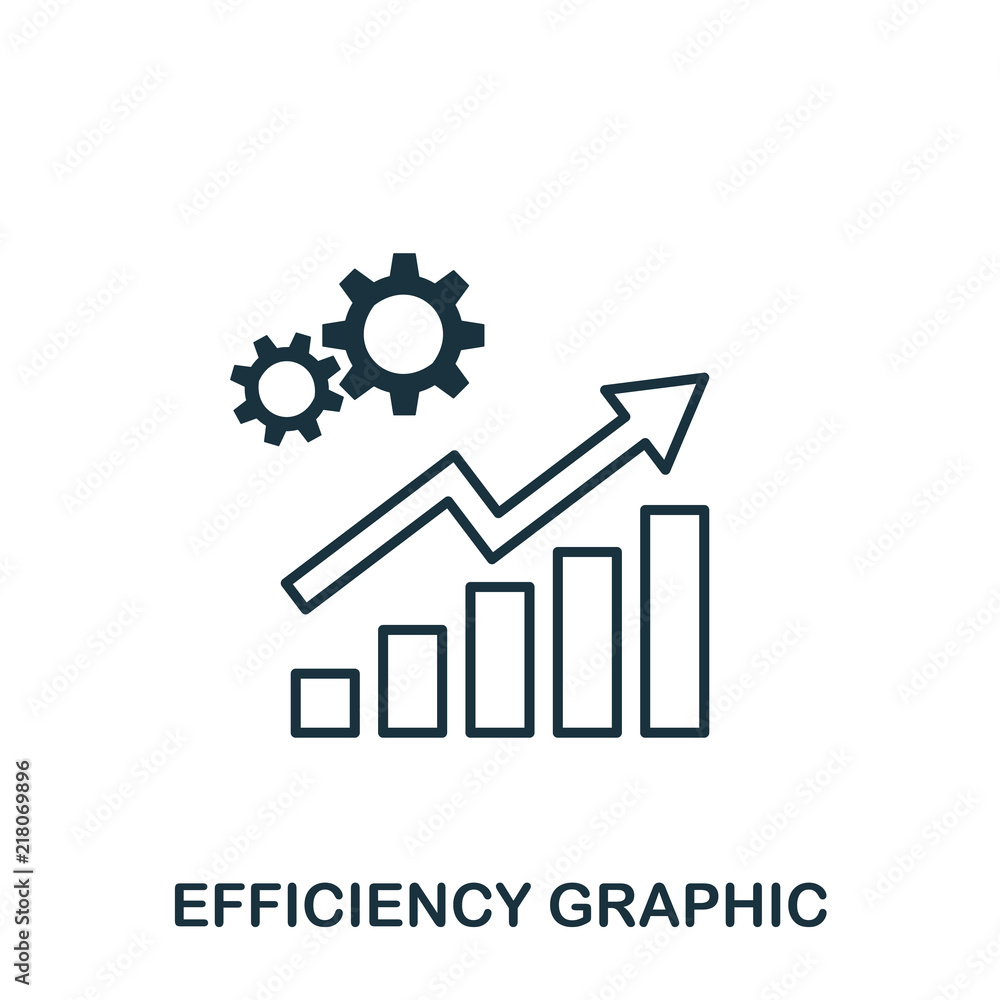 Poster efficiency increase graphic icon. mobile apps, printing and more usage. simple element sing. monochr