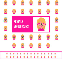 Flat female emoji icons