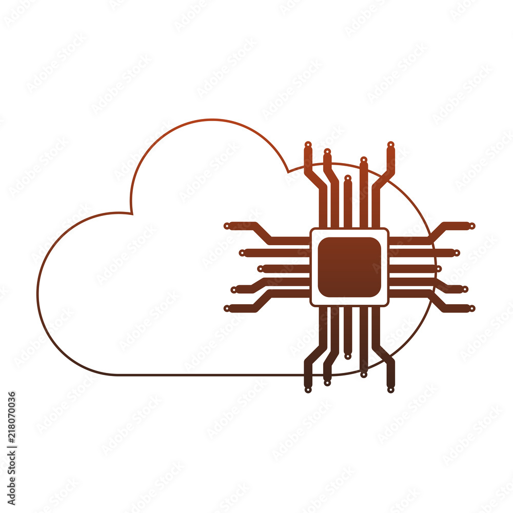 Poster microchip and cloud computing vector illustration graphic design