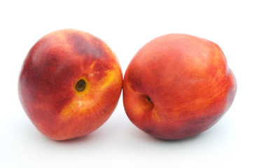 Nectarines on white background